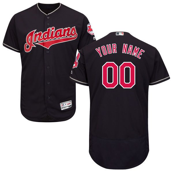 Men Cleveland Indians Majestic Alternate Navy Blue Flex Base Authentic Collection Custom MLB Jersey